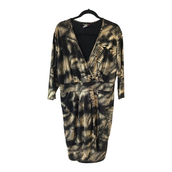 Wrap Dress Womens 3X Plus Mixed Print Fairy Grunge Cocktail Party Dinner - Picture 1 of 15